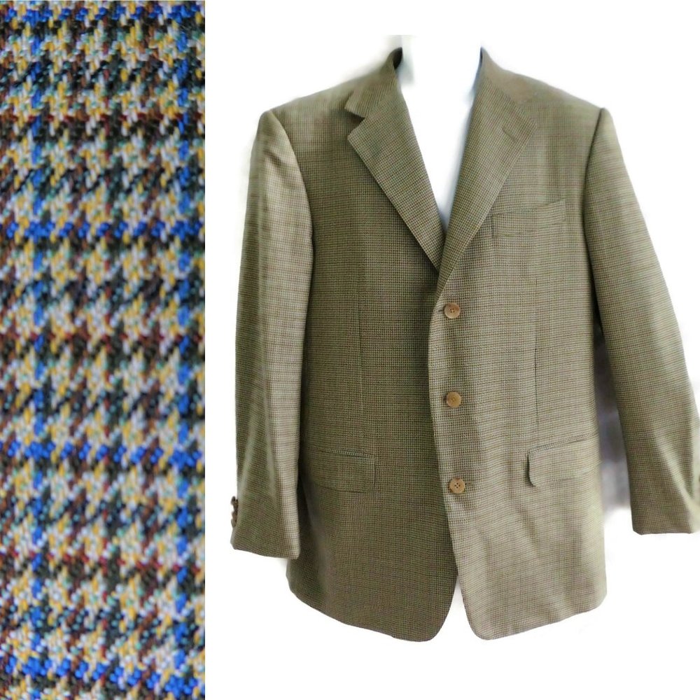 Ermenegildo Zegna Sport Coat Blazer 15mil Silk Wool 3 Btn NO Vent Houndstooth